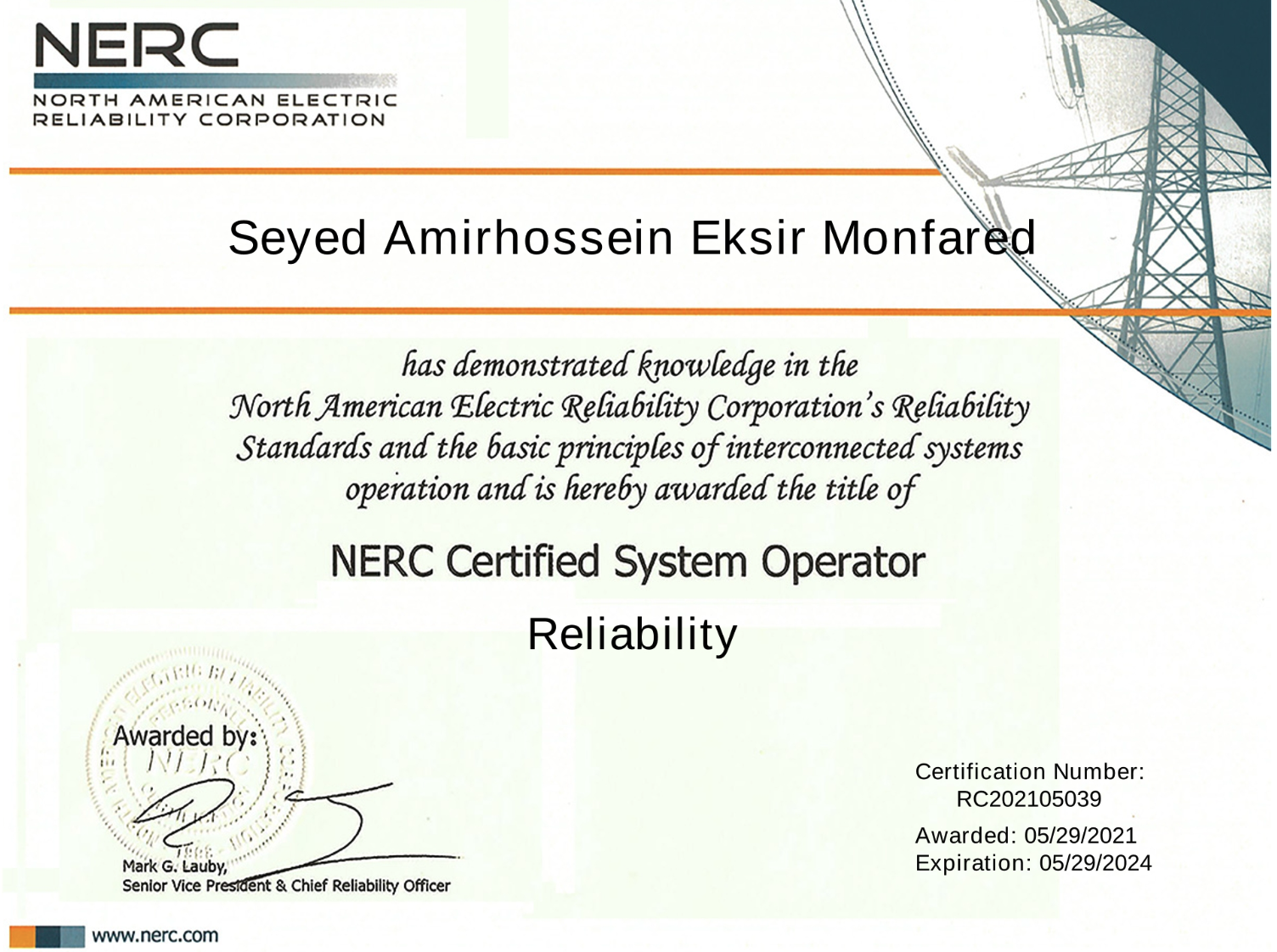NERC Cert