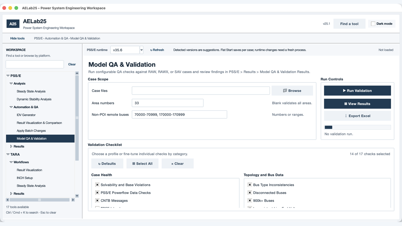 AELab25 model QA and validation workspace