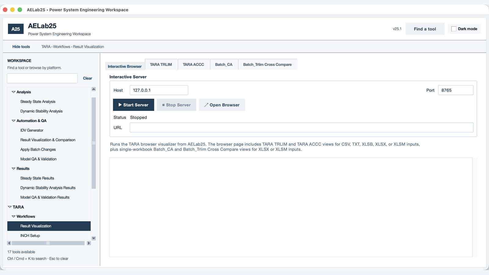 AELab25 TARA interactive result-visualizer launcher